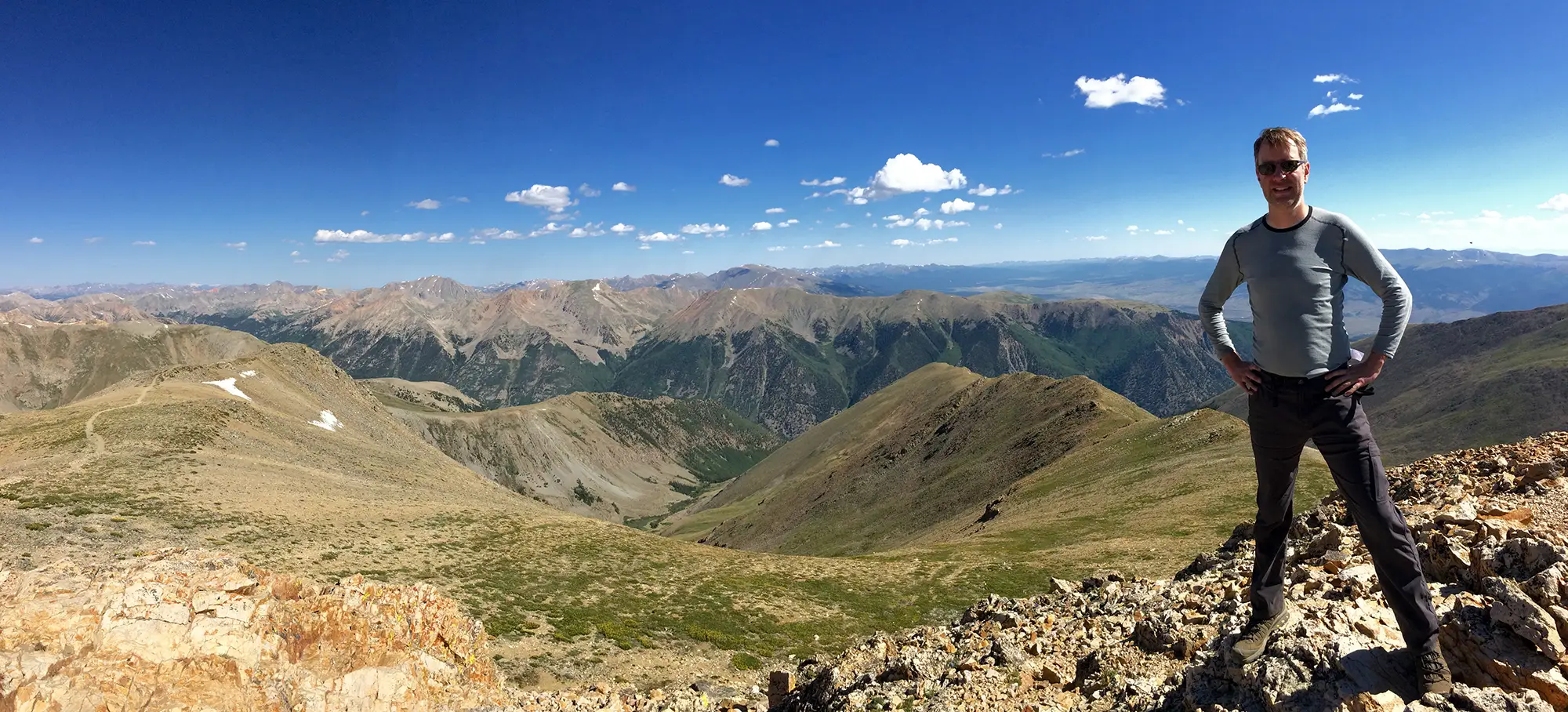 Justin Goodson at the summit of Mount Belford