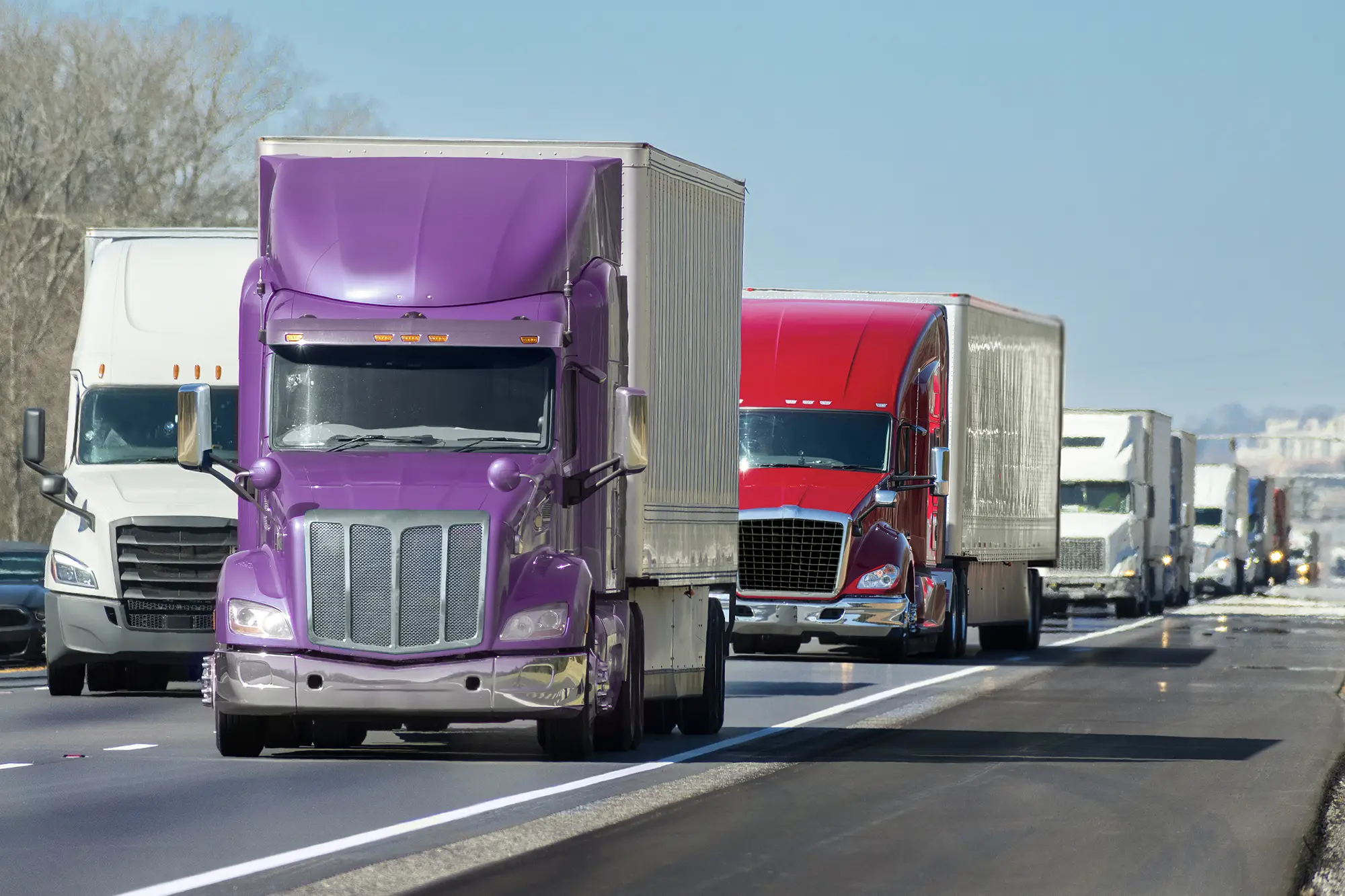 Semi-trucks on a highway